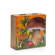 Средна квадратна кутия 13.5x13.5x6 см - оранжев гъбен дизайн
