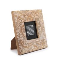 Малка рамка за снимка от мангово дърво (за 10x15 см) 20x20x2 см - Буда - Бял