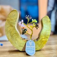 Седем чакри със скъпоценни камъни, изработено от мангово дърво, отворен пръстен - 60 камъни