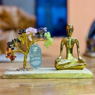 Седем чакри със скъпоценни камъни йога градина наклонено дърво - поза мудра - 100 камъни