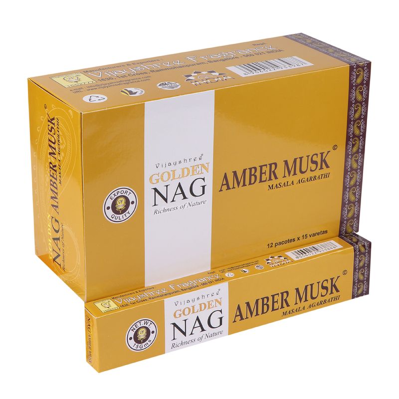 15гр - Храмови Ароматизиращи Пръчици "Golden Nag" - Тамян "Кехлибар и Мускус"