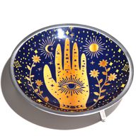 Емайлирана Трикрака Ритуална Чиния - "Hamsa" Полунощно Синьо
