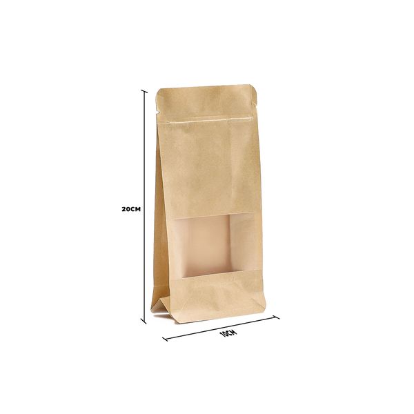 Squat крафт чанти с прозорец 10x20 см