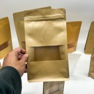 Крафт торбички с прозорец - 14x24 см