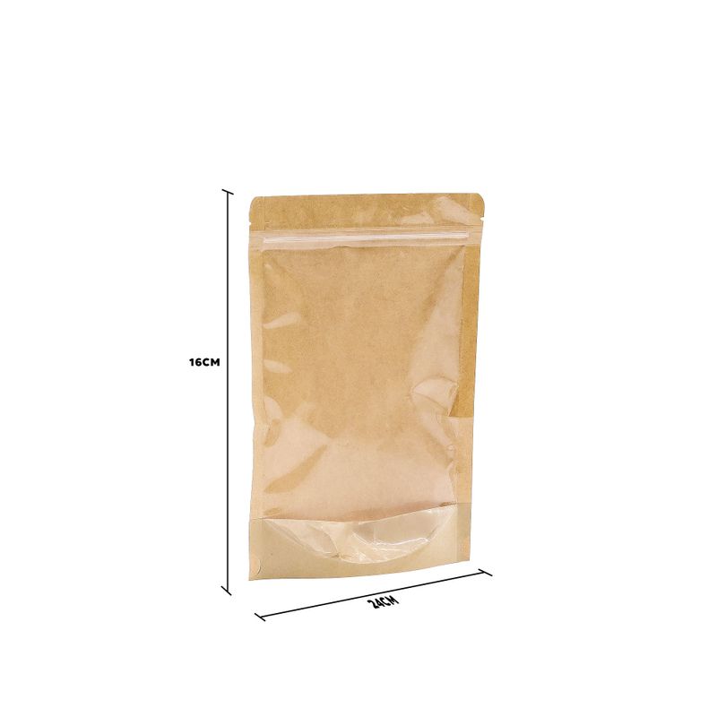 Kraft торби с прозорец - 16x24 см