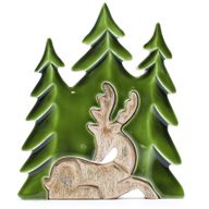 Изгубен в гората - Елен в гората 3D дървена декорация - 23x20 см