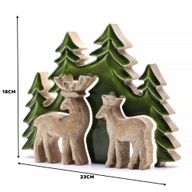 Изгубен в гората - Два елена в гората 3D дървена декорация - 18x23 см