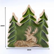 Изгубен в гората - Елен в гората 3D дървена декорация - 23x20 см