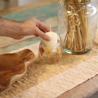 Стъклен Свещник С Цветя - Роза - Прав (8x8 См)