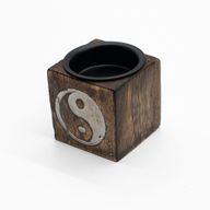 Дървен Свещник Куб Буда - 5x5x5 см
