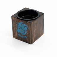 Дървен Свещник Куб Зодиак - 5x5x5 см