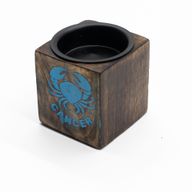 Дървен Свещник Куб Зодиак - 5x5x5 см