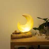 DriftGlow лампа с напукан полумесечен абажур - сив