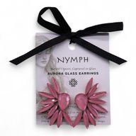 Винтидж Стъклени Обеци Розов Кварц - Ангелски Крила