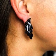 Винтидж Стъклени Обеци Черни - Ангелски Крила