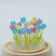 Градински купол със флорален блясък - 20 многоцветни лалета - LED USB