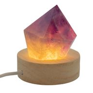 6 см Кръгла Дървена USB LED Поставка – Студена/Топла/Дневна