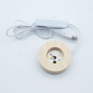 6 см Кръгла Дървена USB LED Поставка – Студена/Топла/Дневна