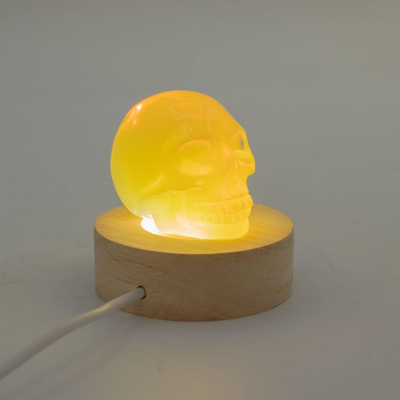 6 см Кръгла Дървена USB LED Поставка – Студена/Топла/Дневна