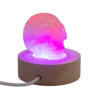 6 см Кръгла Дървена USB LED Поставка – Многоцветна