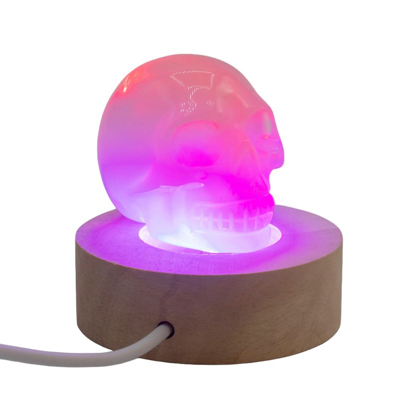 6 см Кръгла Дървена USB LED Поставка – Многоцветна