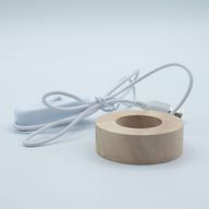 6 см Кръгла Дървена USB LED Поставка – Многоцветна