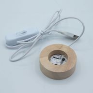 6 см Кръгла Дървена USB LED Поставка – Многоцветна