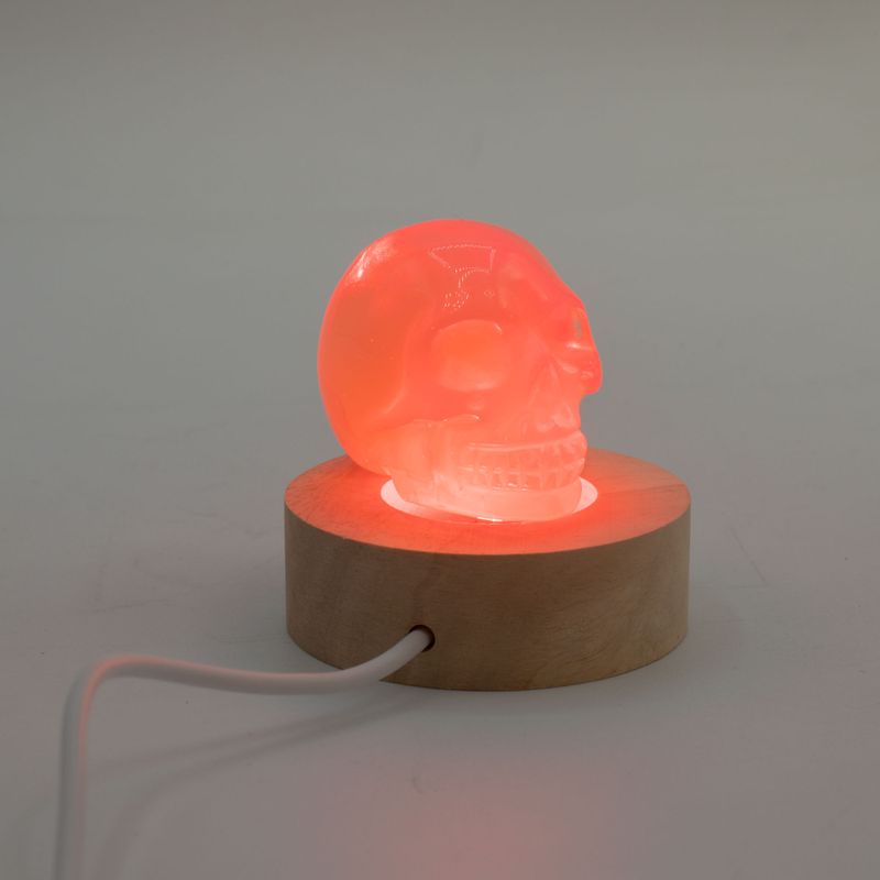 6 см Кръгла Дървена USB LED Поставка – Многоцветна