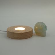 8 см Кръгла Дървена USB LED Поставка – Студена/Топла/Дневна