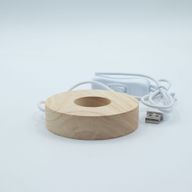 8 см Кръгла Дървена USB LED Поставка – Студена/Топла/Дневна