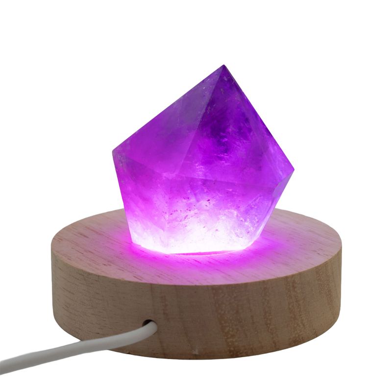 8 см Кръгла Дървена USB LED Поставка – Многоцветна