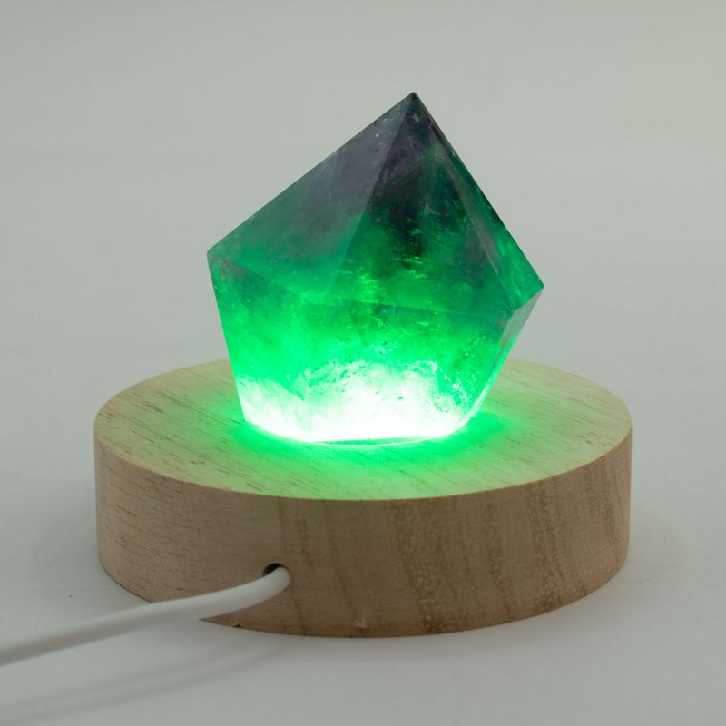 8 см Кръгла Дървена USB LED Поставка – Многоцветна