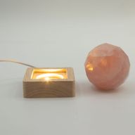 6 см Квадратна Дървена USB LED Поставка – 3 Вида Светлина