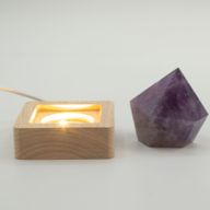 6 см Квадратна Дървена USB LED Поставка – 3 Вида Светлина