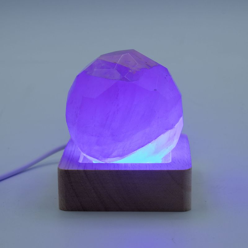 6 см Квадратна Дървена USB LED Поставка – Многоцветна