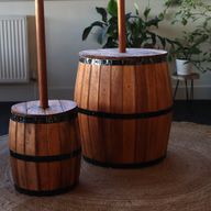 Табуретка от бочва за бира и стойка за чадър 38x32 см - натурална