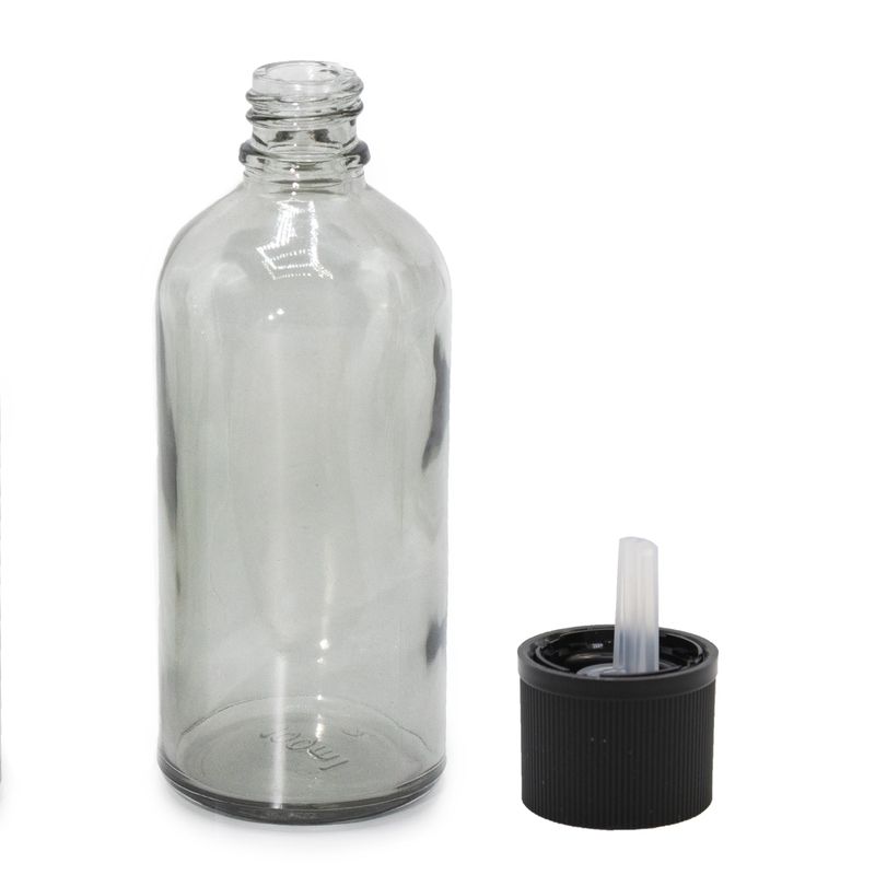 100ml димно сива стъклена бутилка с капкомер и капачка с детска защита