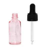 10 ml розово-розова стъклена бутилка с капкомер и черна пипета