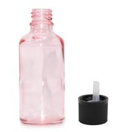 100ml розово-розова стъклена бутилка с капкомер и капачка с детска защита