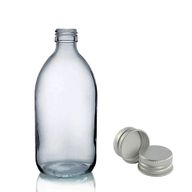 250 ml бутилка за лекарства от пушено сиво стъкло с алуминиево капаче