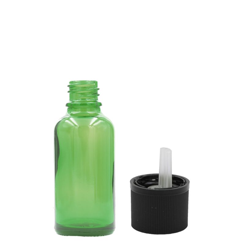 5ml зелена стъклена бутилка с капкомер и капак с детска защита
