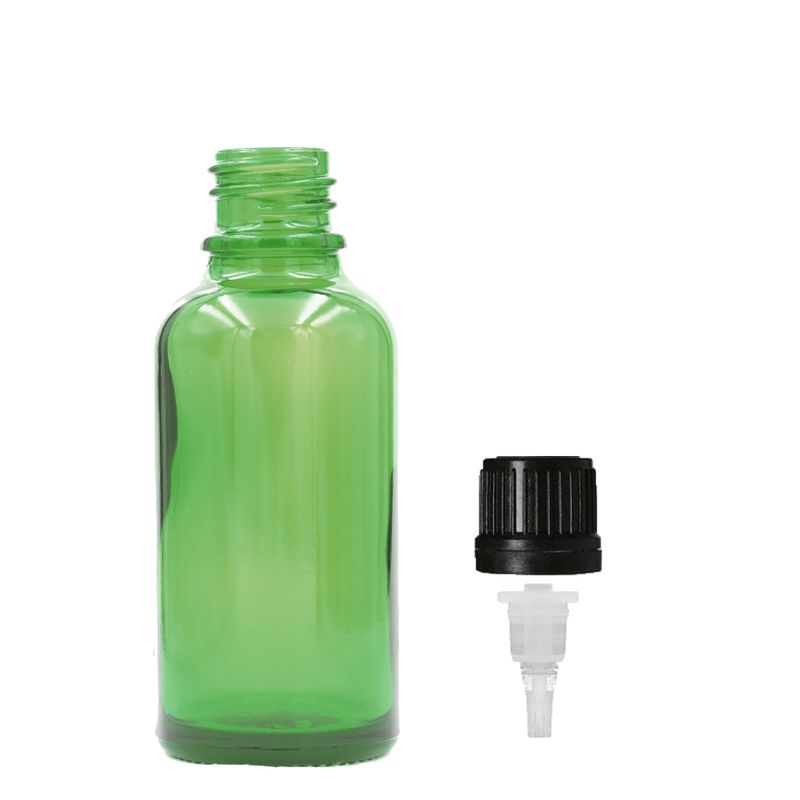 30ml зелена стъклена бутилка за капкомер със капачка за капкомер