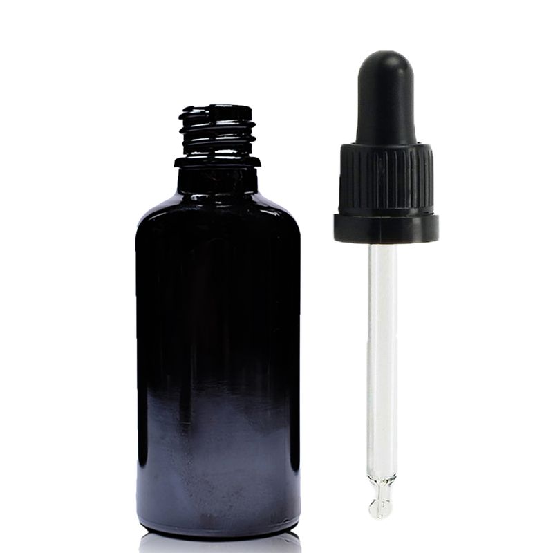 30ml черна стъклена бутилка с капкомер и черна T/E пипета