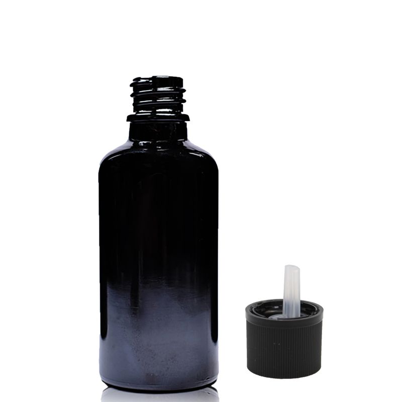 30ml черна стъклена бутилка с капкомер и капачка с детска защита