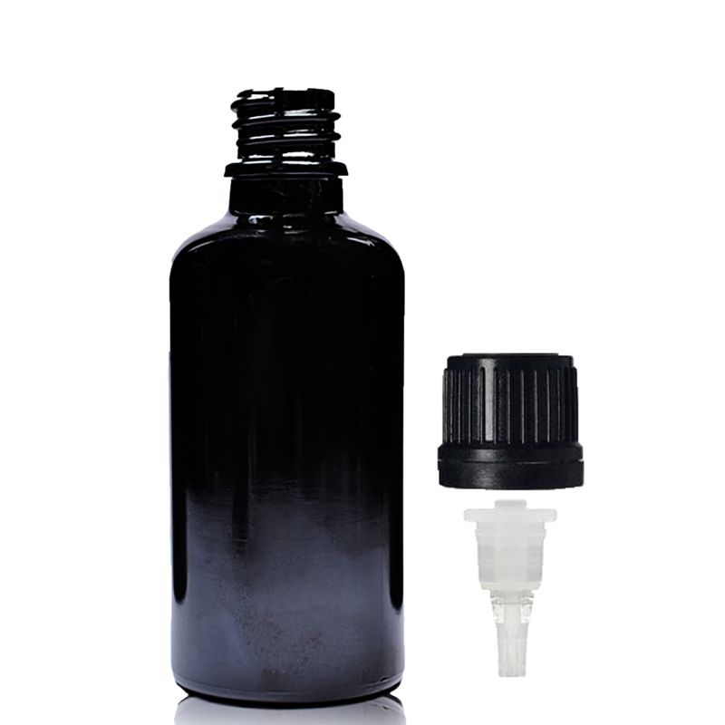 50ml черна стъклена бутилка с капачка за пипета