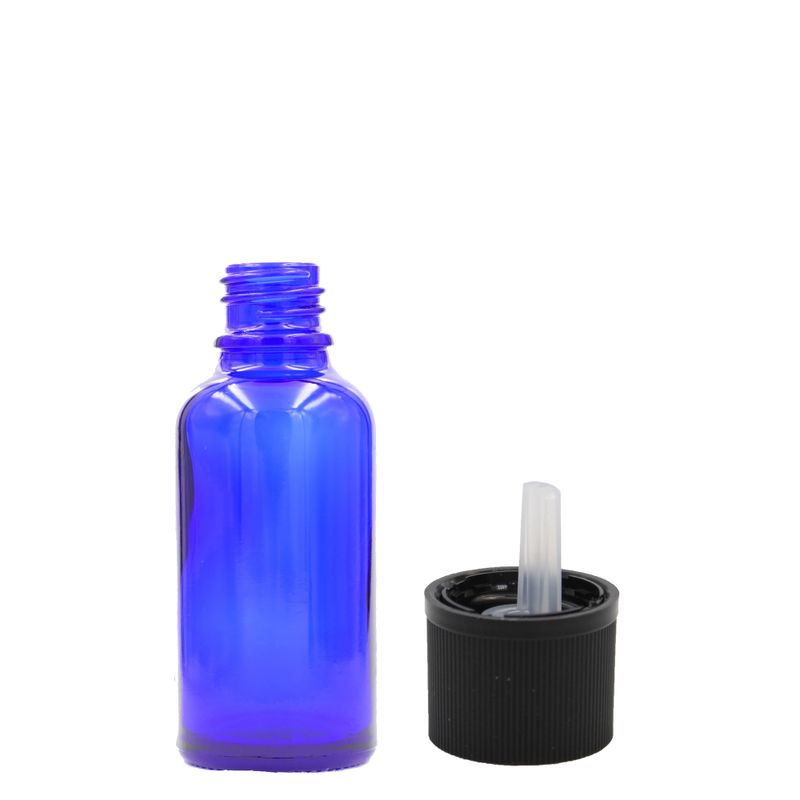 5 ml синя стъклена бутилка за капкомер с защитна капачка против деца