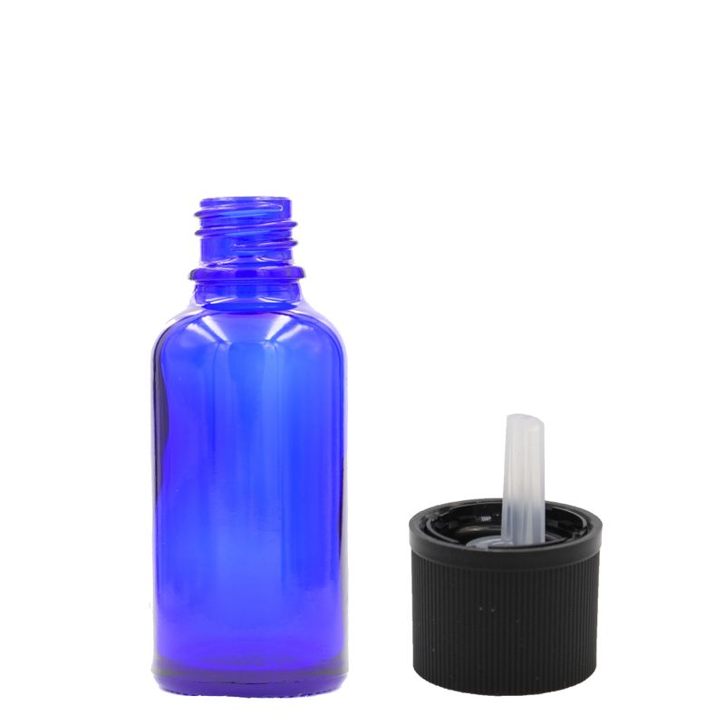10 ml синя стъклена бутилка с капкомер с детска защита