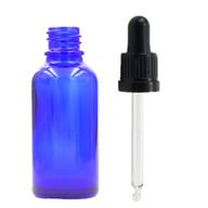 50 ml синя стъклена бутилка с капкомер и черна T/E пипета