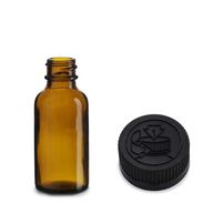 30 ml амбър стъклена бутилка Boston с черен пластмасов капак с детска защита