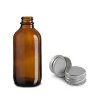 120 ml янтарна стъклена бутилка Boston с алуминиева капачка